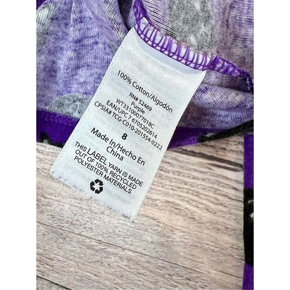 Celebrate‎ Halloween Purple Black Cats Sleepwear Knit Pajama Set 8 Spooky Fun